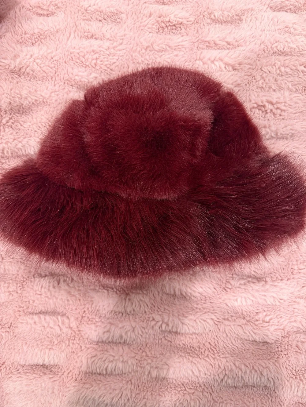 Princess Polly Burgundy Faux Fur Bucket Hat